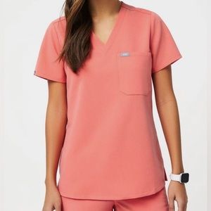 Figs Hot Coral scrub set -  S/M Catarina and Zamora joggers